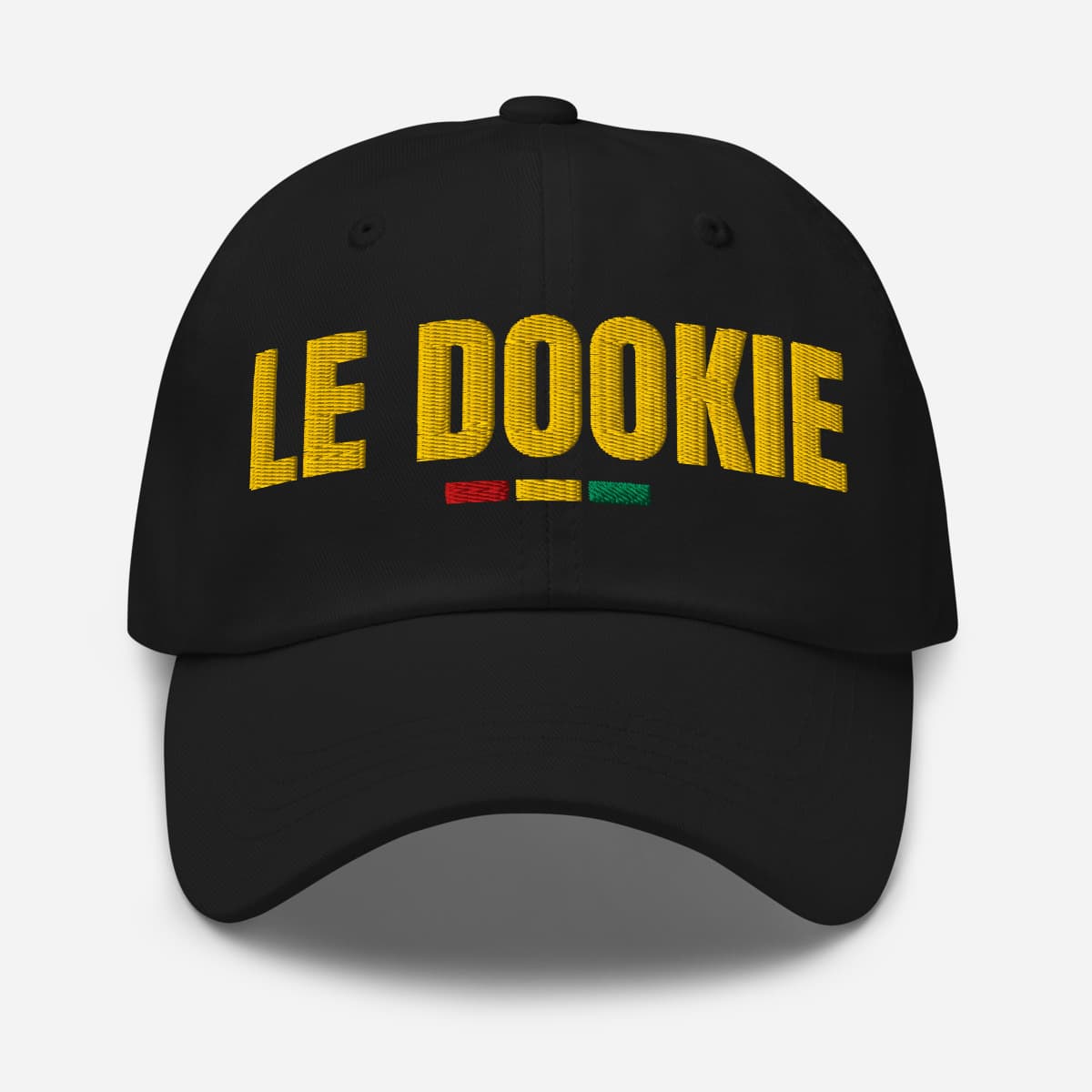 The Gold Stitch dad hat: a mockup from the printer.