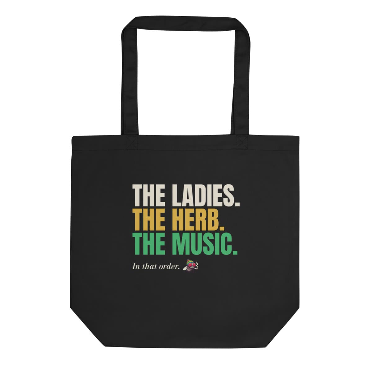 The In That Order tote: a mockup from the printer.